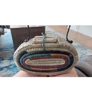 Multicolor Woven Women's BagBoho Handmade oblong Top handle handbag Woven Straw
